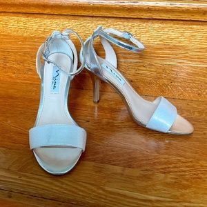 Nina silver ankle strap heels size 5.5
